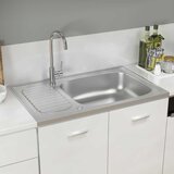  Kuhinjski sudoper s cjedilom srebrni 800 x 500 x 155 mm čelični | shoptok.hr
