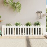 vidaXL Vrtna visoka greda z ograjico bela 200x50x50 cm trdna borovina | Shoptok.si