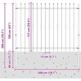  Ograda sa šiljcima Asten Crna 200 x 200 cm | shoptok.hr