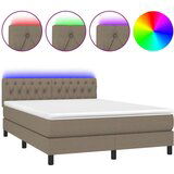  Krevet box spring s madracem LED smeđesivi 140x200 cm tkanina | shoptok.hr