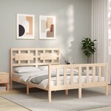 Maison Chic Posteljni okvir - Dvoposteljna postelja - Zakonska postelja z vzglavjem trden les-J16450, (21769628) | Shoptok.si