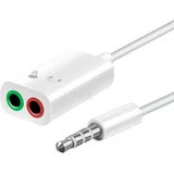 konektor - adapter - slušalke + mikrofon na enojni 3,5 mm cinch - beli