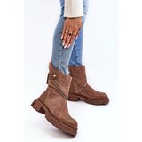 Boto Women's Fashionable Suede Boots With Zip Dark Beige Kandell | ePonuda.com