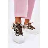 Boto Women's Sneakers On Massive Platform With Decorative Lacing Zebra Black-Beige Zidora | shoptok.hr