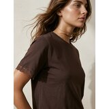 Sinsay Jednobojna pamučna majica s volanima na rukavima | shoptok.hr