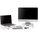 SoBuy organizator za pisalno mizo s stojalom za monitor v beli barvi v skandinavskem slogu, (20815120) | Shoptok.si