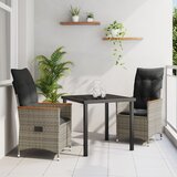 vidaXL Set Vrtne Jedilnice 5 Kosov z Blazinami Siva Poli Ratan | Shoptok.si