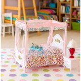 Doll Furniture Set: Canopy Bed, Nightstands, Lamps | Shoptok.si