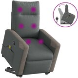 vidaXL Masažni naslanjač s funkcijo vstajanja temno sivo blago | Shoptok.si