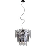 QAZQA Art Deco hanglamp zwart met smoke glas ovaal 14-lichts - Mochan Cene