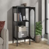 Komoda crna 40 x 35 x 105 cm od stakla i čelika | shoptok.hr