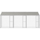  Kavez za psa s krovom Srebrno 600 x 200 x 256 cm Čelik i PE | shoptok.hr