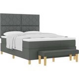 vidaXL vzmetnica s posteljo in klopjo temno siva 140x200 cm tkanina | Shoptok.si
