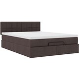  Otomanska postelja z vzmetnico & LEDs rjav 140x190 cm blago, (22011818) | Shoptok.si