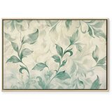  Slika - Watercolor Botanical Motif Delicate Green-Beige Leaves 120x80 U prirodnom drvenom okviru | shoptok.hr