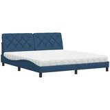  Postelja z vzmetnico modra 180x200 cm blago | Shoptok.si