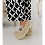 Gemre Beige suede loafers with a buckle on a thick sole Lyle | shoptok.hr