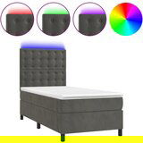 Maison Chic Box spring postelja - Vzmetna postelja z vzmetnico LED temno siva 100x200 cm žamet SL21766, (21903024) Cene