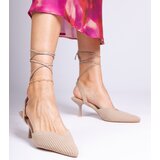 D/CEO marka niezdefiniowana Brown fabric pumps on a heel with an open heel Palman Cene