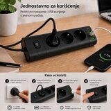 Prosto produžni kabl sa 3 utičnice, USB i USB-C priključcima, crni | Eponuda.com