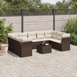 vidaXL 10-dijelni set vrtnih sofa od poliratana s jastucima smeđi | shoptok.hr