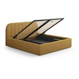 Windsor & Co Sofas Gorčično rumena oblazinjena zakonska postelja s prostorom za shranjevanje z letvenim dnom 160x200 cm Juno – | Shoptok.si