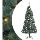 vidaXL Umjetno božićno drvce s lampicama i setom ukrasa Zelena 210 cm | shoptok.hr