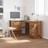 vidaXL kotna pisalna miza iz starega lesa iz umetnega lesa | Shoptok.si