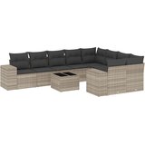  10-dijelni set vrtnih sofa poliratan s jastucima svijetlosivi | shoptok.hr