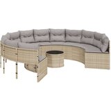 vidaXL Vrtna sofa sa stolom i jastucima okrugla bež od poliratana | shoptok.hr