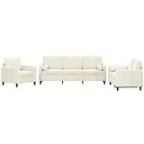 Maison Chic Sedežna garnitura - kavč 3-delna z vzglavniki krem žamet, (21728348) | Shoptok.si