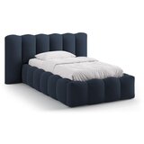 Micadoni modra oblazinjena postelja s prostorom za shranjevanje z letvenim dnom 90x200 cm lupine – Cene