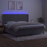  Box spring postelja z vzmetnico LED svetlo siva 200x200cm žamet, (20761159) | Shoptok.si