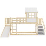Molarem Home Drveni dječji povišeni krevet Antresola s toboganom I stepenicama - 200x90cm - svijetlo drvo | shoptok.hr