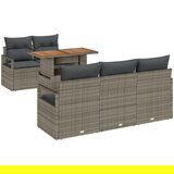vidaXL set od 6 komada vrtnih sofa s jastucima siva poli ratan akacija, dvosed vrtna sofa s jastucima siva poli ratan Cijene