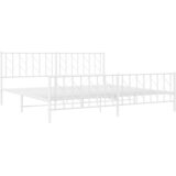  Metalni okvir kreveta uzglavlje i podnožje bijeli 200 x 200 cm | shoptok.hr