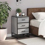vidaXL Nočna omarica siva sonoma 40x34,5x60 cm inž. les in kovina | Shoptok.si