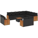 Maison Chic Seti vrtnega pohištva - Vrtna garnitura - Vrtni pohištvo set 13-delna z blazinami črn poli ratan, (21810068) | Shoptok.si