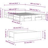 vidaXL Posteljni okvir s predali dimljen hrast 160x200 cm inž. les | Shoptok.si
