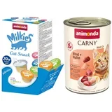 set: 12 x 400 g Carny Adult + 20 x 15 g Milkies Selection - Govedina i piletina + Milkies Snack (4 vrste)