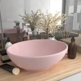 The Living Store Razkošen umivalnik ovalen mat roza 40x33 cm keramičen - Razkošen Umivalnik, (21750111) | Shoptok.si