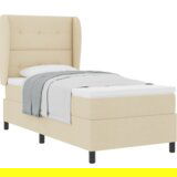 Box Spring Krevet s Madracem u Krem Boji - 100x200 cm Tkanina | shoptok.hr