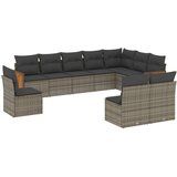 The Living Store Vrtna sedežna garnitura 10-delna z blazinami siv poli ratan - Vrtna Sedežna Garniture, (21453100) | Shoptok.si