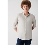 Avva Men's Light Gray Buttoned Collar Slim Fit Slim Fit Shirt Cene