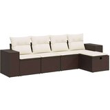  5-dijelni set vrtnih sofa s jastucima poliratan smeđi | shoptok.hr
