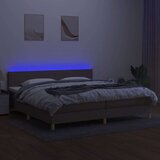  Krevet box spring s madracem LED smeđesivi 200x200 cm tkanina | shoptok.hr