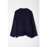 Trendyol Navy Blue Soft Textured Tassel Detailed Knitwear Sweater | shoptok.hr
