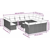  14-dijelni set vrtnih sofa poliratan s jastucima svijetlosivi | shoptok.hr