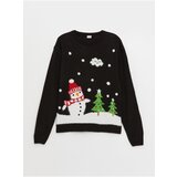 LC Waikiki Crew Neck Christmas Theme Long Sleeve Girls Knitwear Sweater Cene