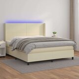  Krevet box spring s madracem LED krem 160x200cm od umjetne kože | shoptok.hr